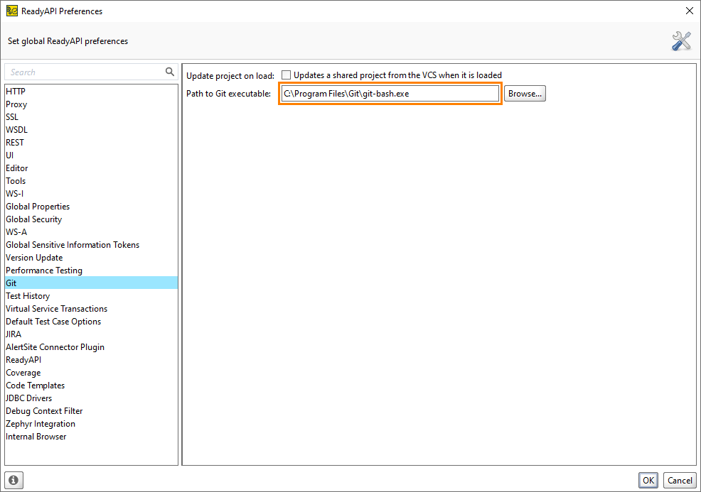 The path to the Git executable Git integration: Path to Git executable