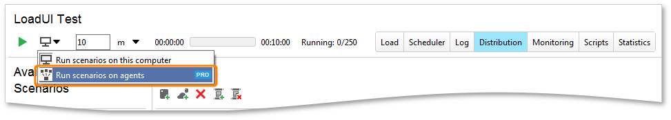 API distributed cloud testing with ReadyAPI: Run Scenarios on Agents