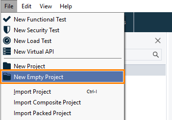 New Empty Project command