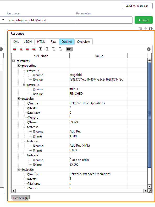 Get a report on a test job: View the report