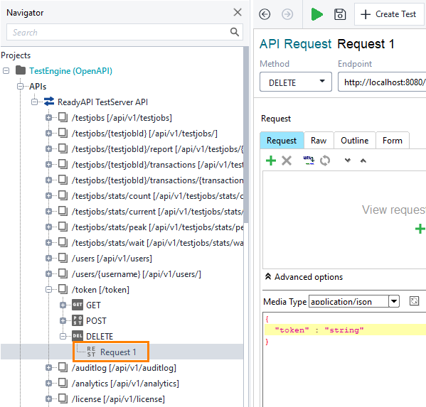 Select the request Revoke an access token: Select a request