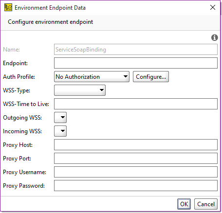 ReadyAPI: The SOAP endpoint options in the Environments editor ReadyAPI: The SOAP endpoint options in the Environments editor