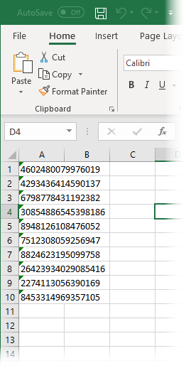 Resulting file Excel DataSink Example: Resulting file