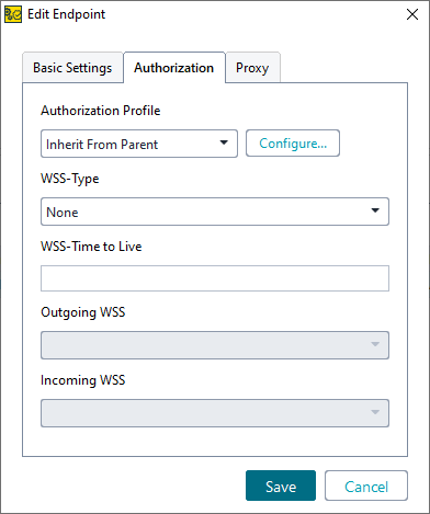 Authorization options in the Endpoints & Environments editor Environments in ReadyAPI: Authorization options in the Endpoints & Environments editor