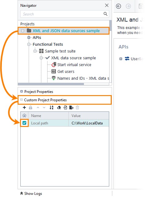 Custom project properties: Select properties to be excluded