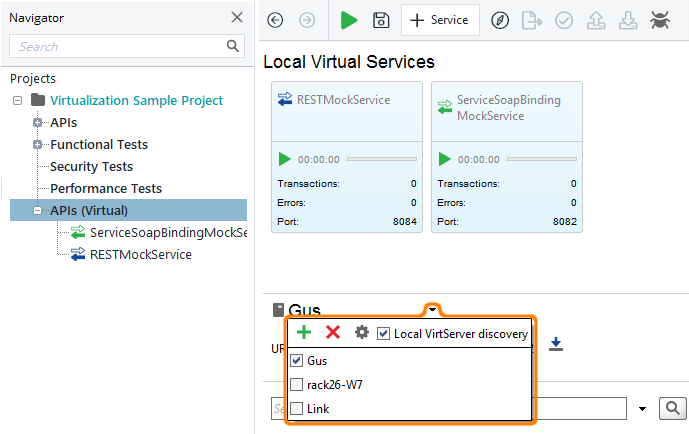 API testing with ReadyAPI: Selecting VirtServer (VirtServer discovery)