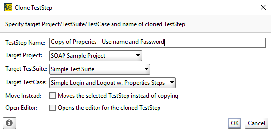 Clone TestSteps dialog