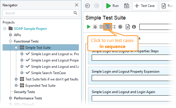 Run test cases in sequence