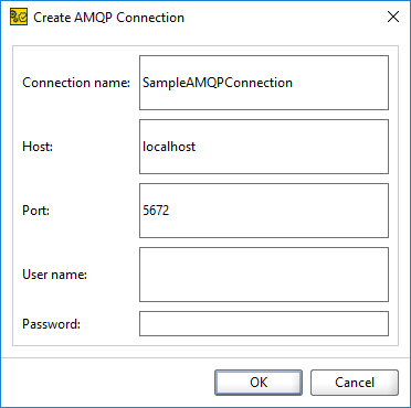 AMQP Testing in ReadyAPI: Create AMQP Connection dialog