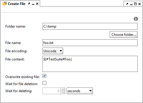 Create the File test step editor Create File test step editor