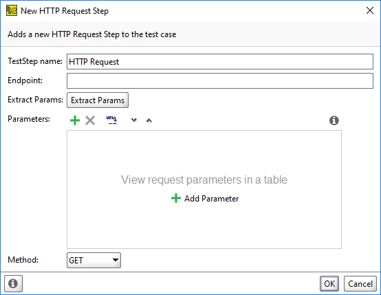 New HTTP Request Step dialog New HTTP Request Step dialog