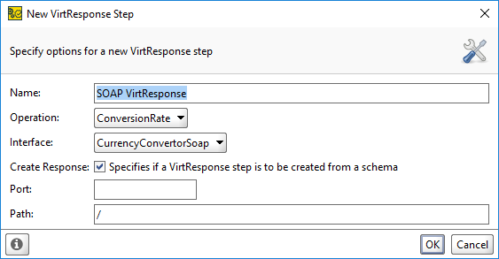 Create SOAP VirtResponse dialog