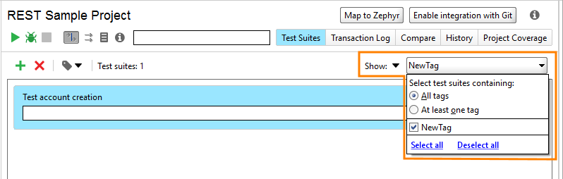 Show test suites Show test suites