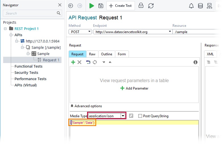 ReadyAPI: Creating a request payload