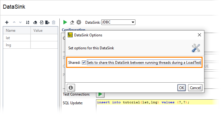 DataSink Options API load testing with ReadyAPI: Datasink Options