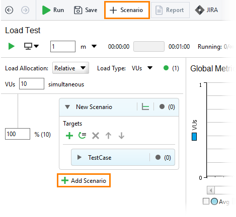API load testing with ReadyAPI: Add New Scenario
