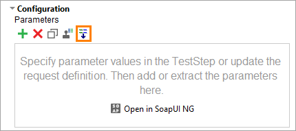 ReadyAPI: The Parameters table ReadyAPI: The empty parameters table