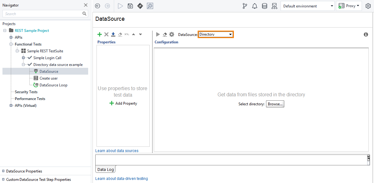 Directory data source example: Directory data source