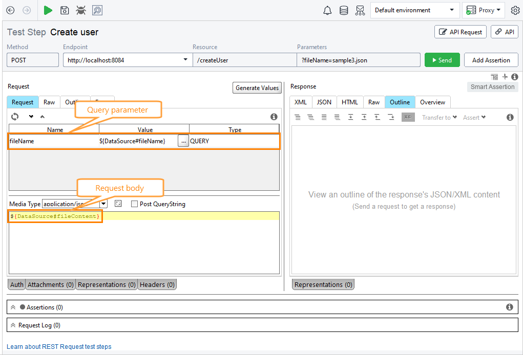 Directory data source example: Passing data to request