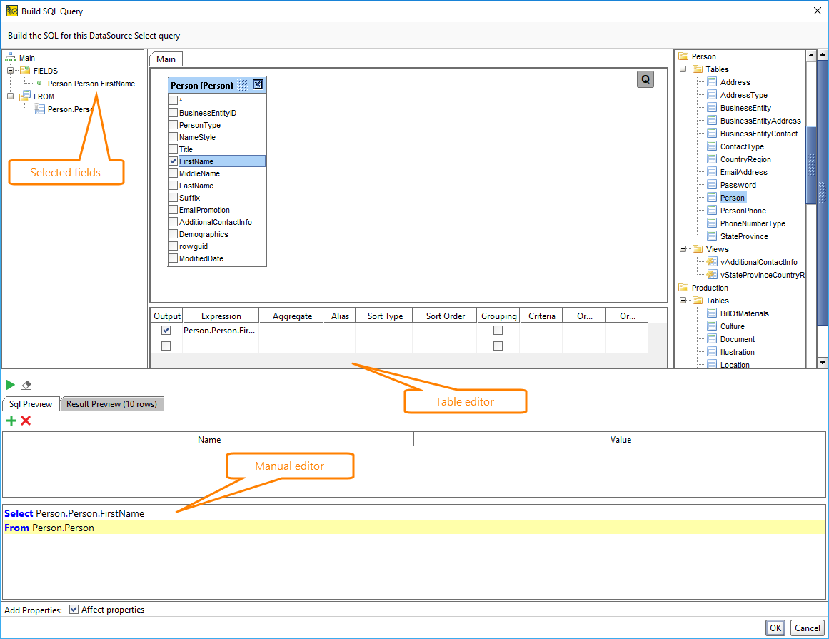 ReadyAPI Data-Driven Testing: Query editors