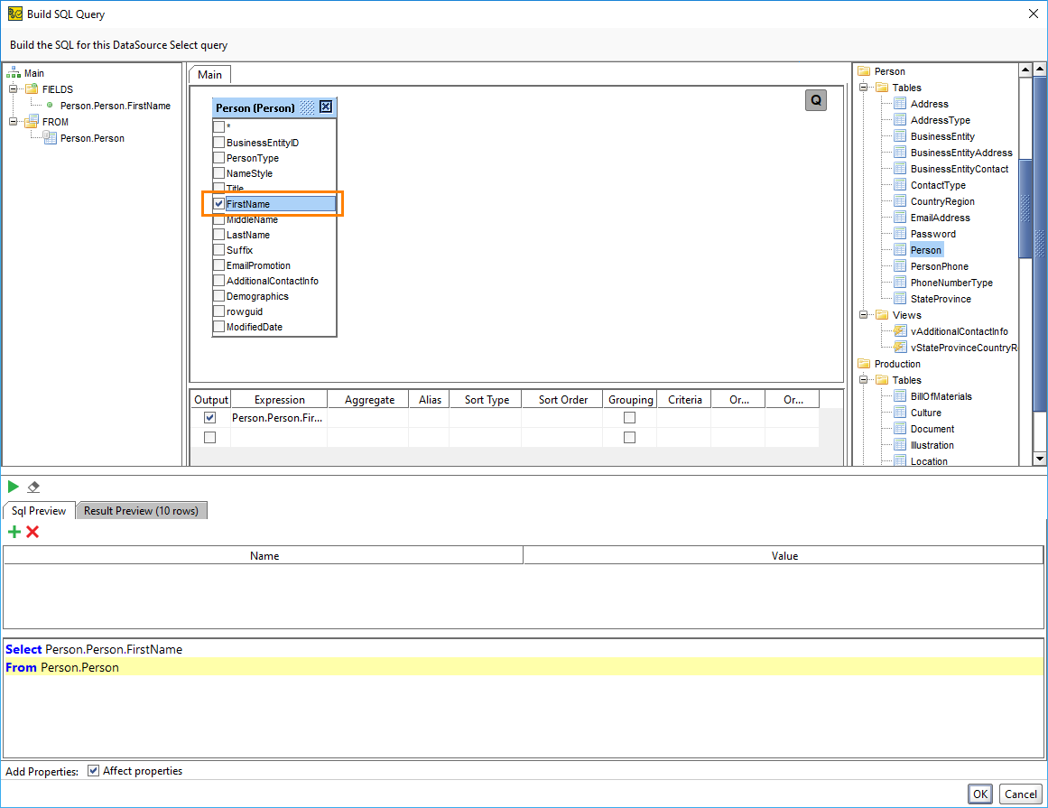 ReadyAPI Data-Driven Testing: Selecting fields from tables