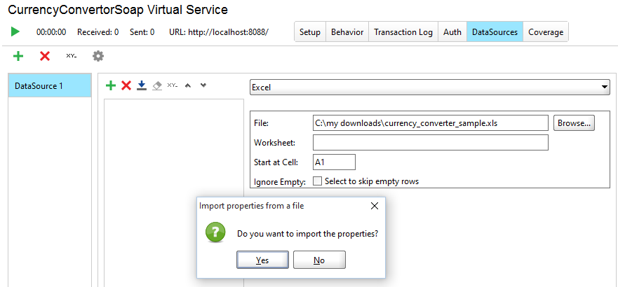 Service virtualization and API testing: Import properties message