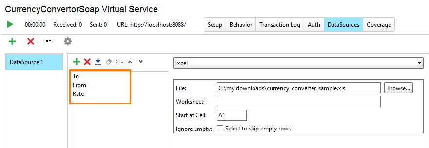 Service virtualization and API testing: Creating a new data source and selecting its type