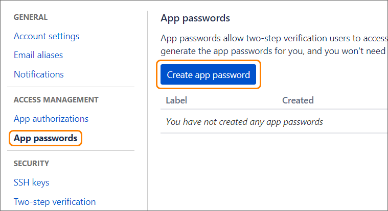 Bitbucket: Create app password Bitbucket: Create app password