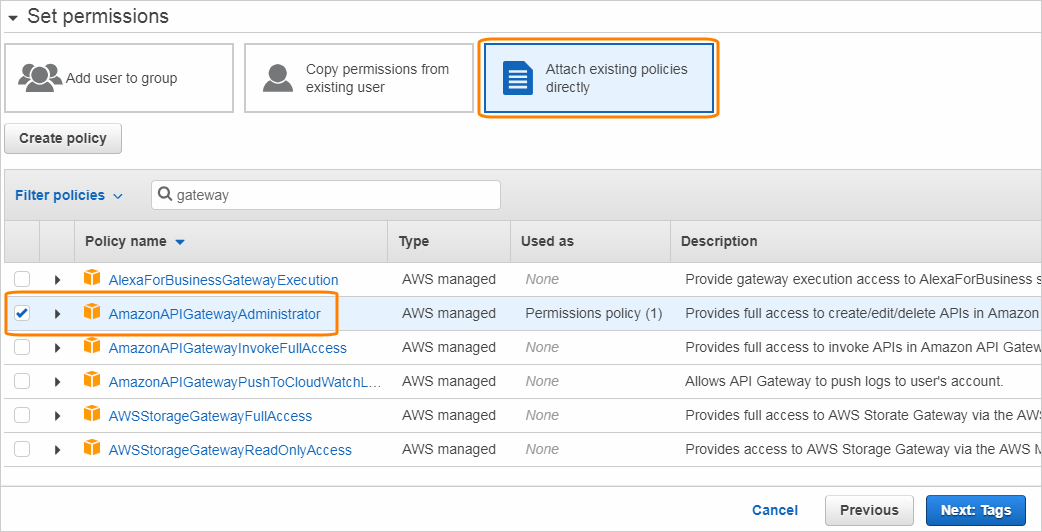 Attaching a policy Attaching a policy