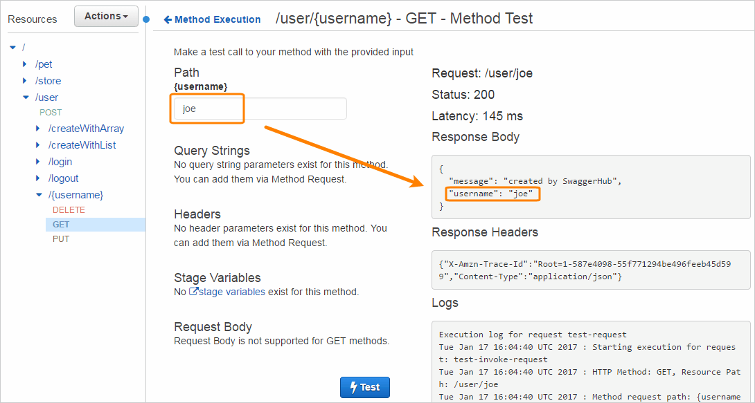 A response from the Lambda function A response from the Lambda function
