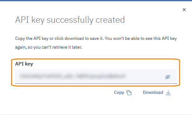 Generated API key Generated API key