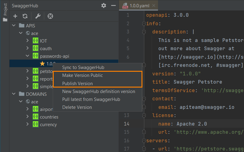 Change API status or visibility Change API status or visibility
