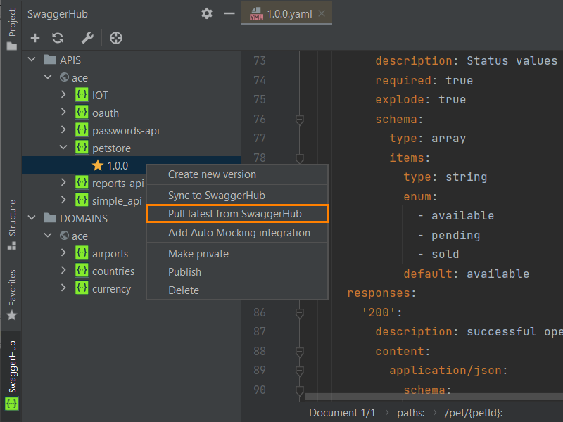 Pull latest changes button Pull latest changes button