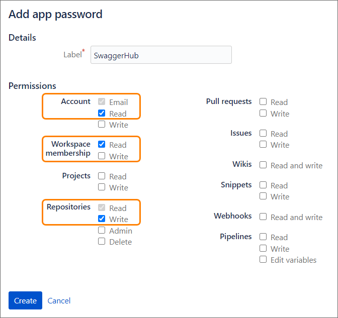 Bitbucket: Permissions for SwaggerHub Bitbucket: Permissions for SwaggerHub