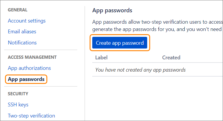 Bitbucket: Create app password