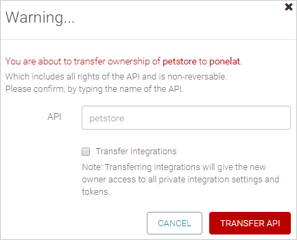 Transferring API ownership: Confirmation