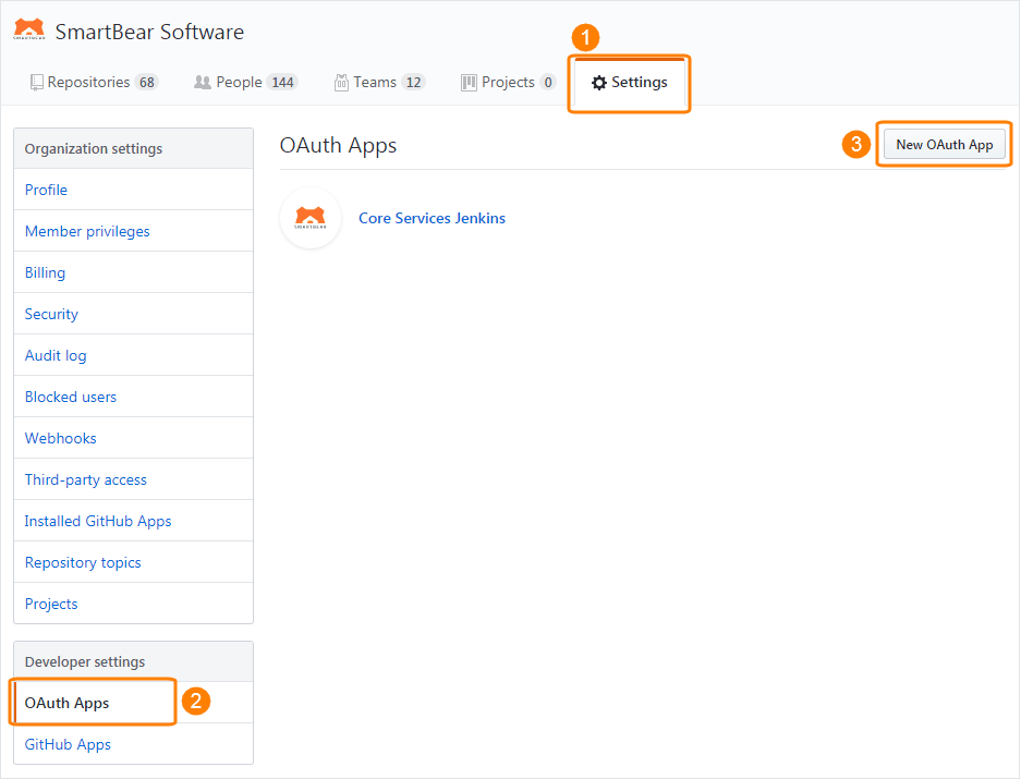 Creating a new OAuth app