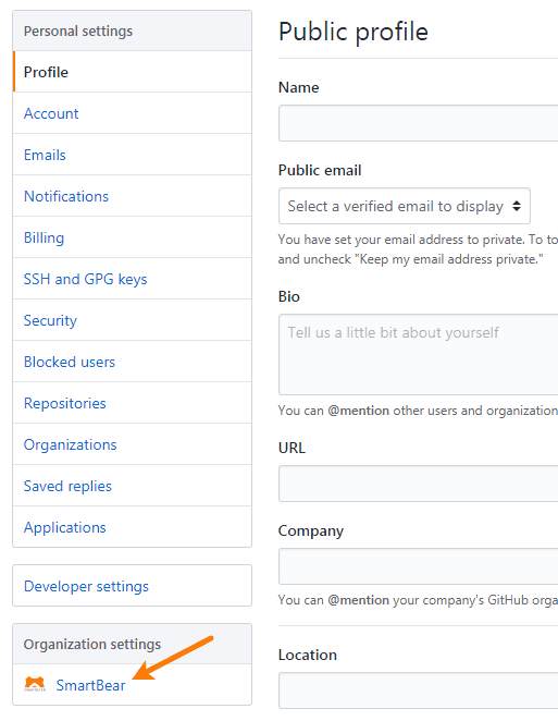 Accessing organization settings on GitHub