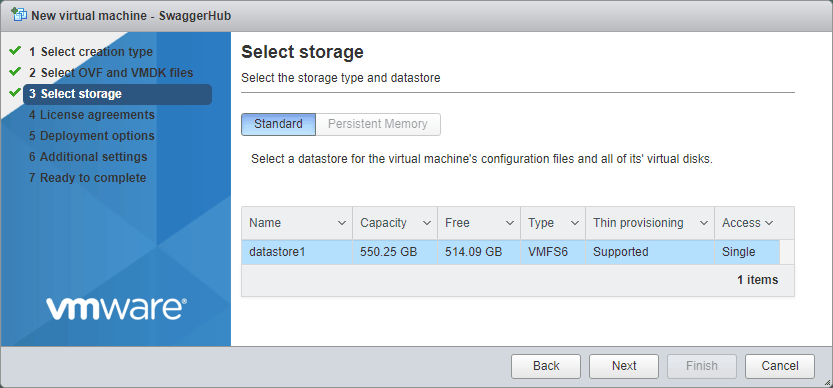 Storage type and datastore