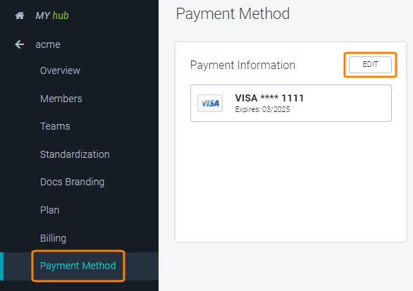 Modifying credit card information