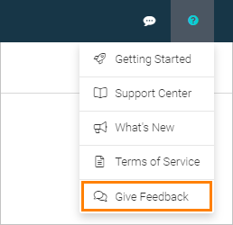 The 'Give Feedback' link in the Help menu