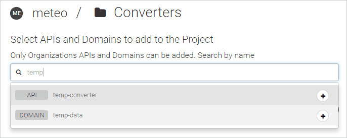 Adding APIs and domains to a project