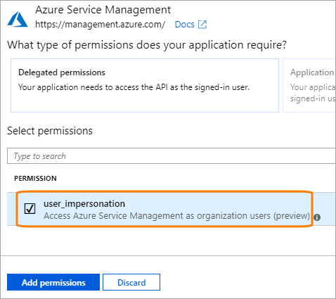 Adding the user_impersonation permission