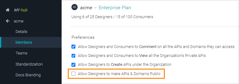 Allow Designers to make APIs & Domains Public