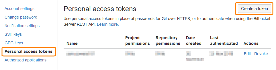 Creating a personal access token in Bitbucket Server