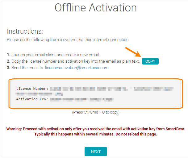 Offline activation instructions
