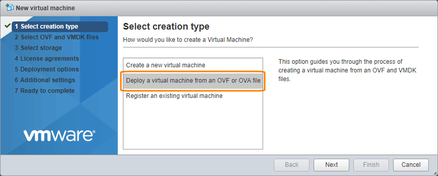 Deploy a virtual machine from an OVF or OVA file