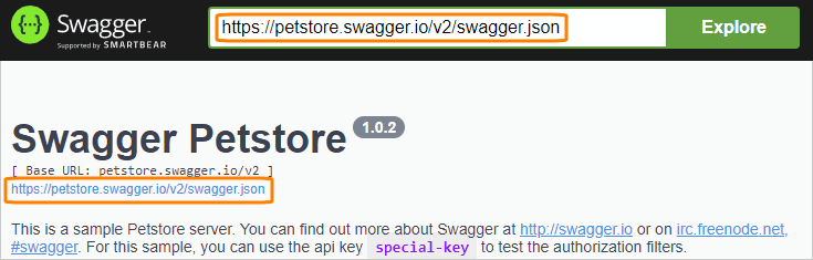 Link to OpenAPI definition in Swagger UI
