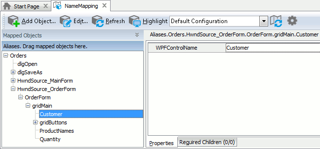 Sample Name Mapping for a WPF application