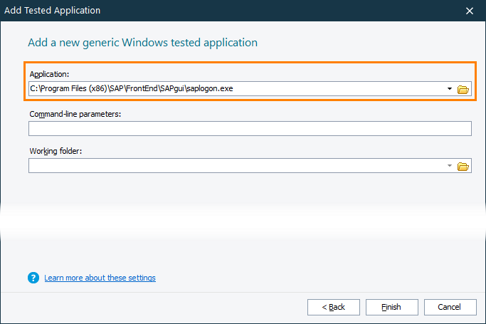 Adding SAP GUI to the list of tested applications